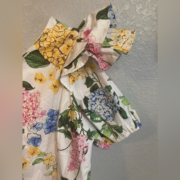 🟡🔵 Plus One Shoulder Puff Sleeve Hydrangea Top🔵🟡NWT XXL NEW YORK & COMPANY - Picture 4 of 10